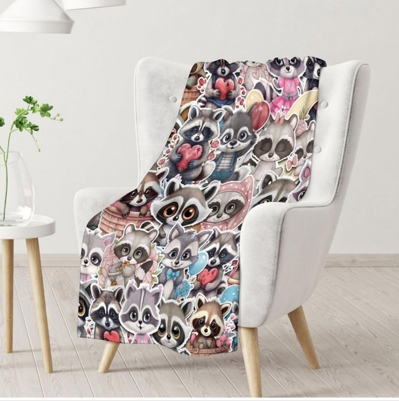 🎉$3 WITH PURCHASE🎉Raccoon Blanket for Kids, Adults  - 40"x50" - Picture 1 of 12